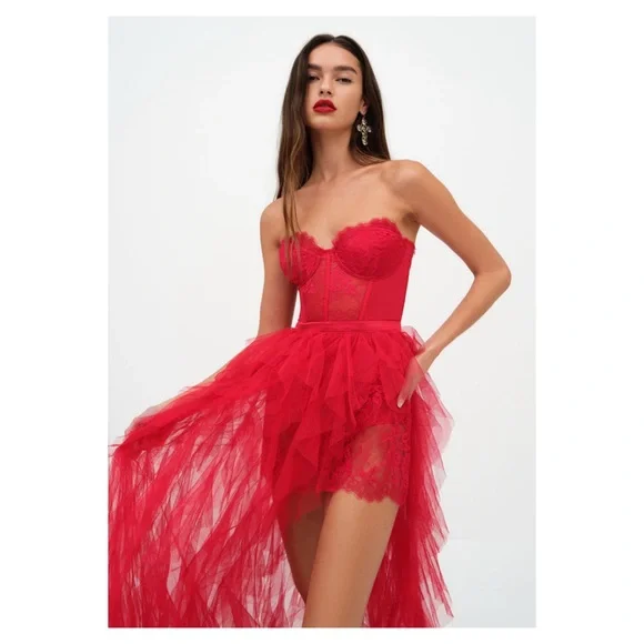 New! FOR LOVE & LEMONS Bustier Gown / Corset Lace Maxi Dress - Picture 2 of 15